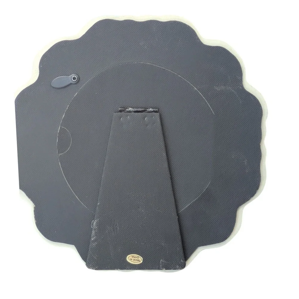 Vintage Shabby Chic Round Picture Frame Distressed Blue Ornate Scalloped